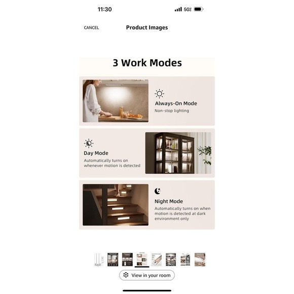 New EZVALO Under Cabinet Lights, LED Closet Lights Wireless USB Charging, Motion - Picture 6 of 12